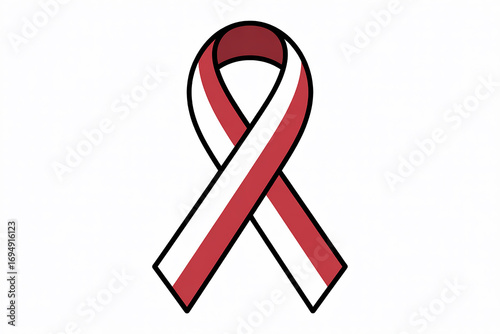Red and White Awareness Ribbon Vector Illustration on White Background.