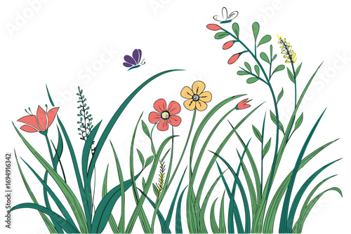 spring flowers and grass