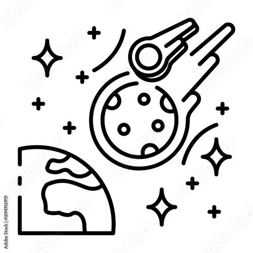 This Meteorite icon is suitable for Space and Galaxy, etc.