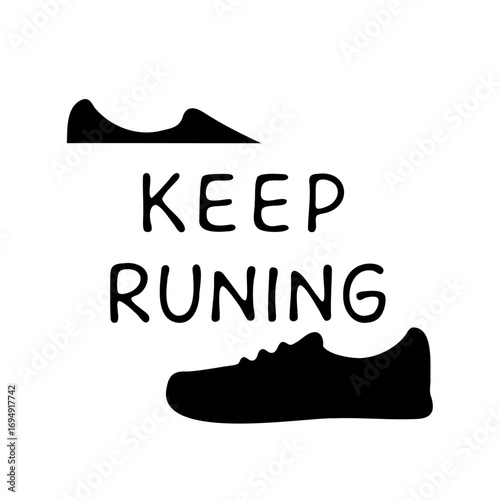 Keep Running minimalist illustration of athletic shoes and motivational message
