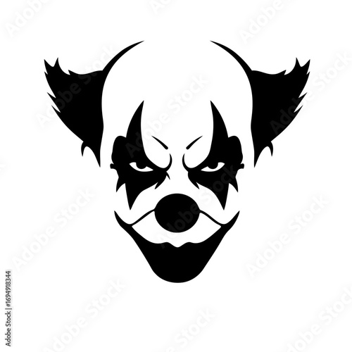 Menacing Clown Face Graphic Vector Illustration