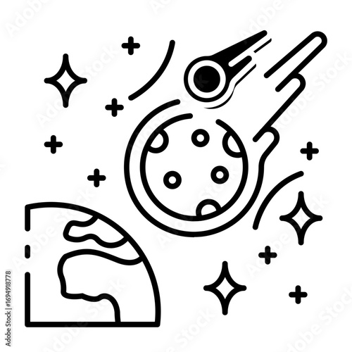 This Meteorite icon is suitable for Space and Galaxy, etc.