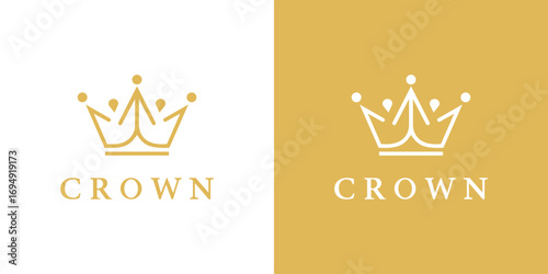 Elegant Crown Logo with Royal Symbol in Luxury Gold Vector Design