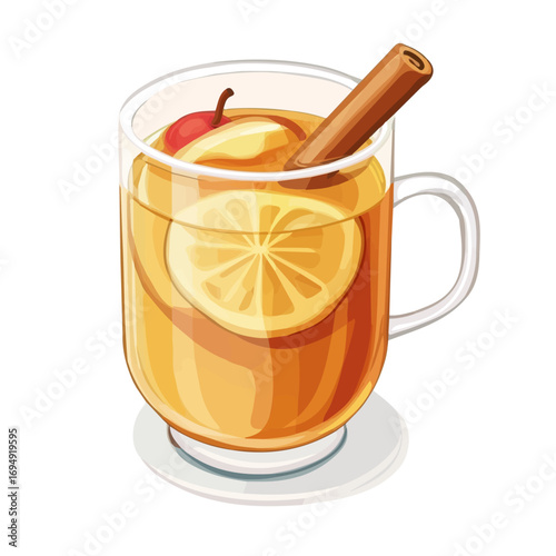 Hot Cider, vector graphic, 2D flat isometric cartoon illustration on white background.
