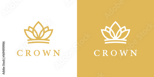 Elegant Crown Logo with Royal Symbol in Luxury Gold Vector Design