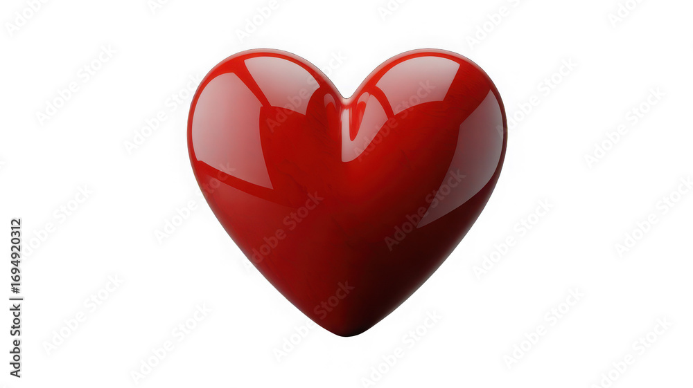 Fototapeta premium Shiny red heart isolated on transparent background for love and romance themes