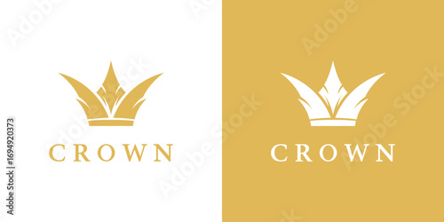 Elegant Crown Logo with Royal Symbol in Luxury Gold Vector Design