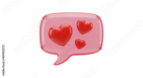 Pink Speech Bubble with Multiple Hearts Representing Affectionate Messaging and Romantic Communication