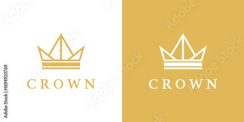 Elegant Crown Logo with Royal Symbol in Luxury Gold Vector Design