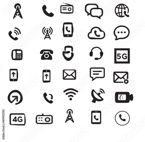 Network and communications 30 solid glyph icon pack including web compute