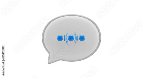Speech Bubble with Three Blue Dots and Sound Wave Lines Indicating Typing or Messaging Activity