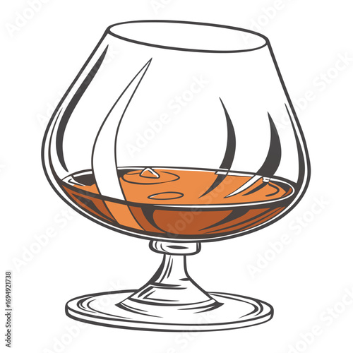 Brandy Snifter With Amber Spirit And Swirls glass balloon glass