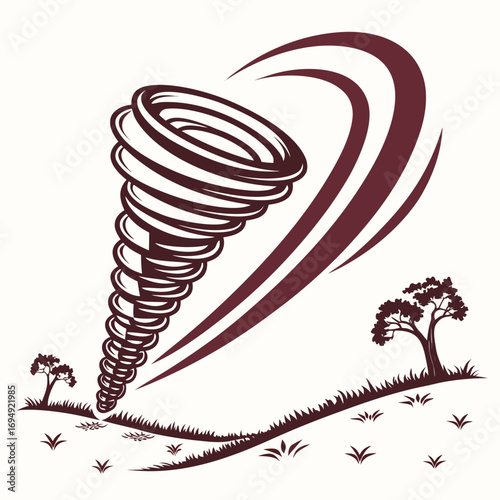Vector art of tornado disaster in countryside, a symbol of natures power and destruction