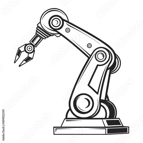 Illustration of a robotic arm with a gripper for industrial use