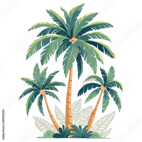  Sketch tropical palm trees. 