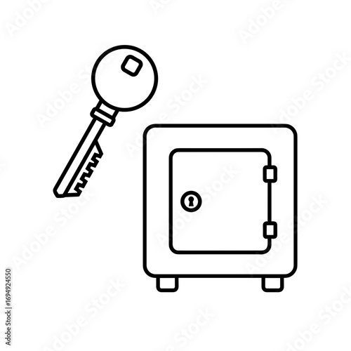 Safe key illustration with a safe on a transparent background