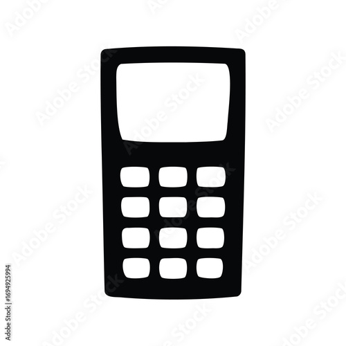 A simplified calculator illustration, demonstrating basic arithmetic device concept in graphic art