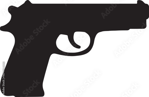 Pistol silhouette vector, handgun firearm design, EPS vector for military and tactical use