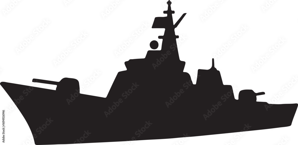 Obraz premium Warship silhouette vector, naval military ship design, EPS vector for illustration and graphics