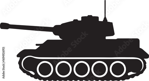 Tank silhouette vector, military armored vehicle, EPS vector for combat and defense design