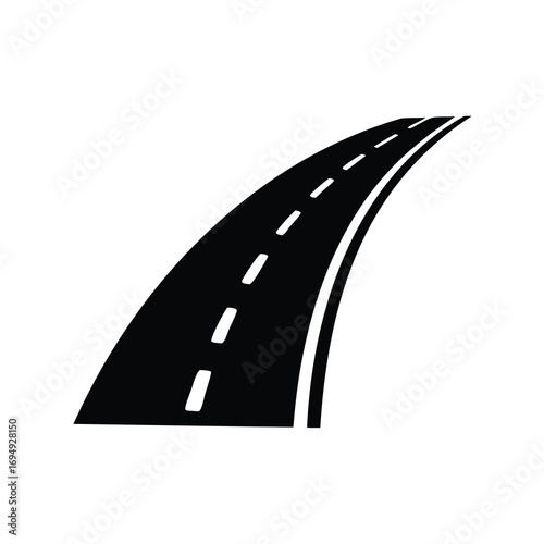 Illustration of a winding road disappearing into the distance on a white background
