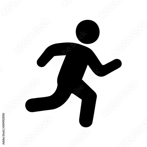 Black Silhouette Icon of a Person Running or Sprinting Forward Quickly