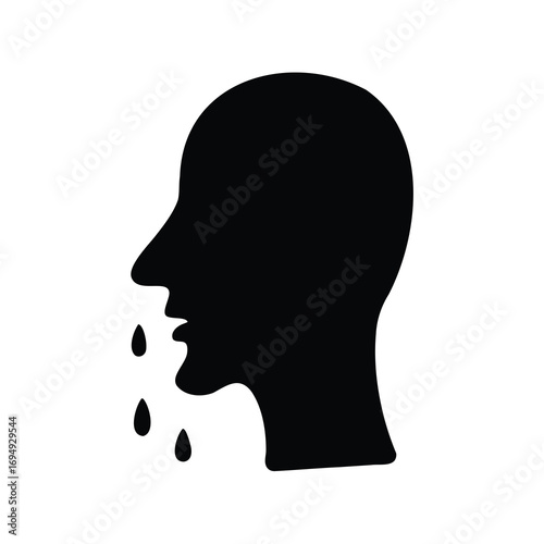 Silhouette of a person with a runny nose depicting illness and cold