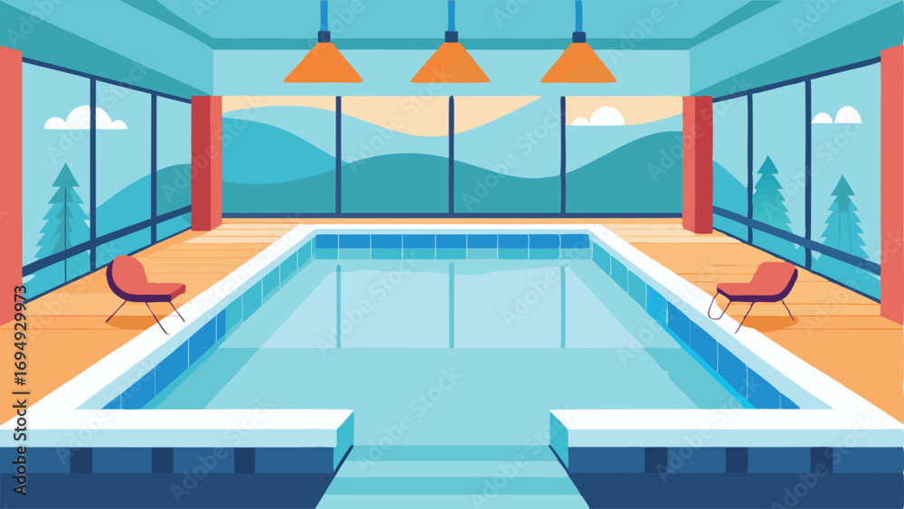 Fototapeta premium A heated indoor pool perfect for swimming during colder months