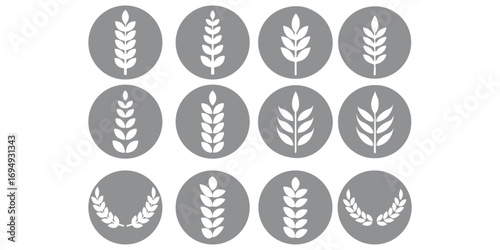 illustration, silhouette, plant, cereal, food, rice, barley, bakery, oat, bread, graphic, grain, wheat, vector, logo, farm, flour, isolated, icon, seed, symbol, healthWheat vector icons. Design eps 10
