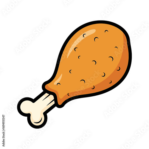 Cartoon illustration of a crispy fried chicken drumstick.