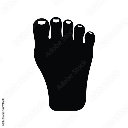 Anatomical Illustration of a Human Foot with Toes Displayed in Black Silhouette