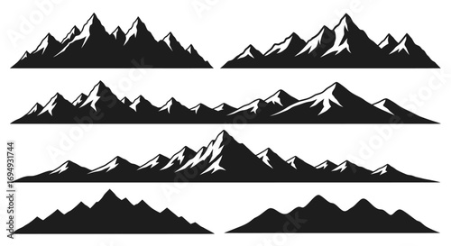 Vector illustration of mountain ranges peaks and silhouettes Perfect for logos prints and outdoor designs