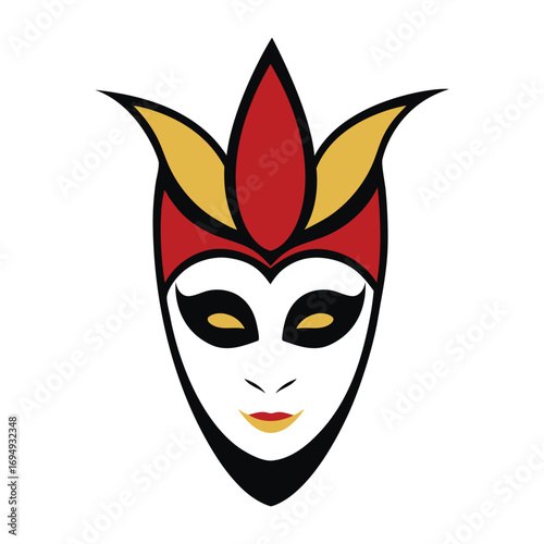 Venetian Mask White Background Vector