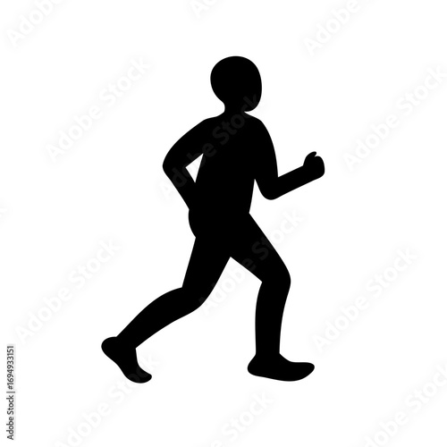 Silhouette of a person running with arm bent in a jogging posture