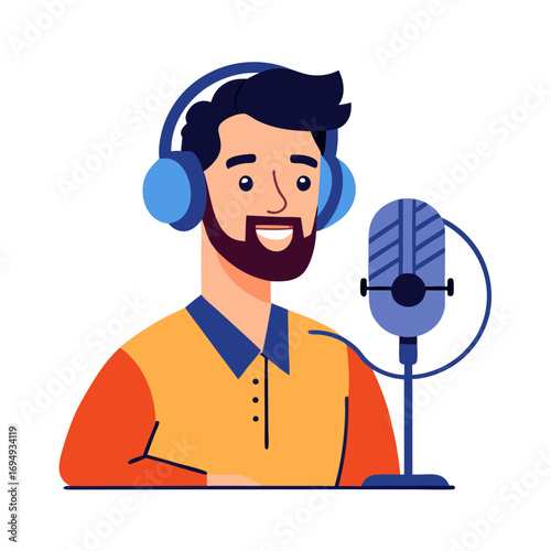 “Globe with headphones and microphone, celebrating International Podcast Day, 