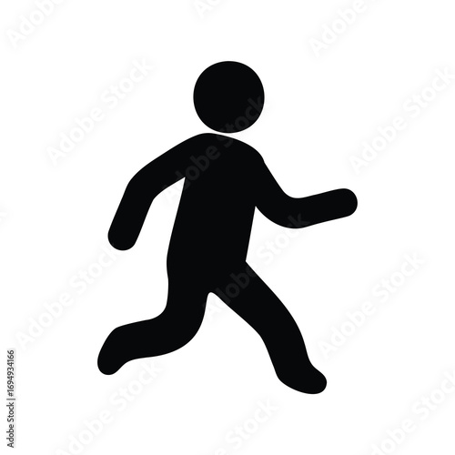 A Simple Black Silhouette of a Running Person on a White Background