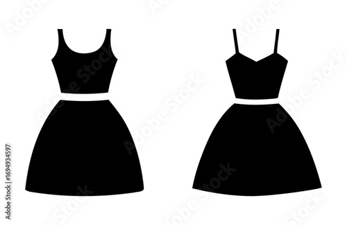 black dresses with different strap styles. wedding dress set