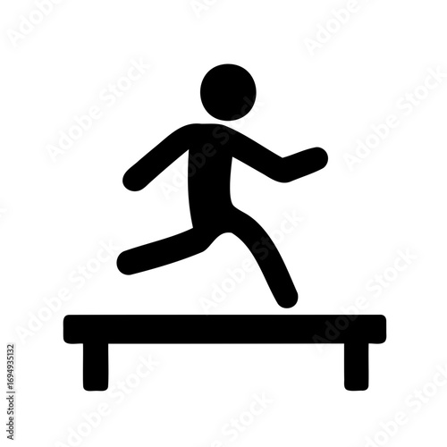Black silhouette illustration of a person jumping over a horizontal bar obstacle