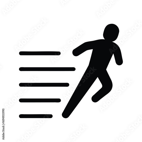 Silhouette illustration of a person running quickly, suggesting speed and urgency