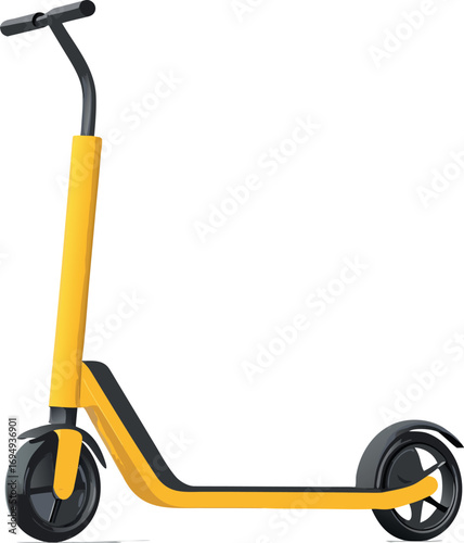 Hand-drawn red electric forklift truck isolated on white with a domestic vacuum cleaner on the floor as cleaning equipment
