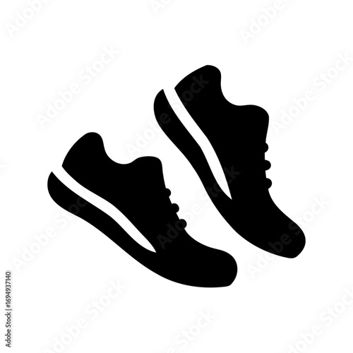 Silhouette illustration of athletic shoes for running and training activities icon