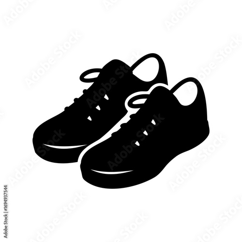 A pair of monochrome shoes in simple black vector illustration format