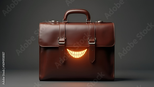 A brown bag displaying a smiley face, symbolizing joy and positivity.