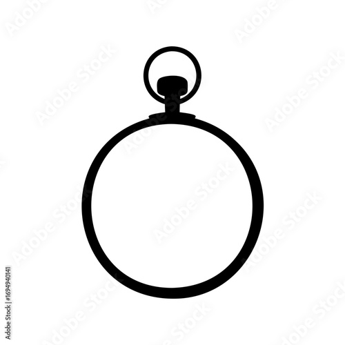 Classic black silhouette of a vintage antique pocket watch or locket