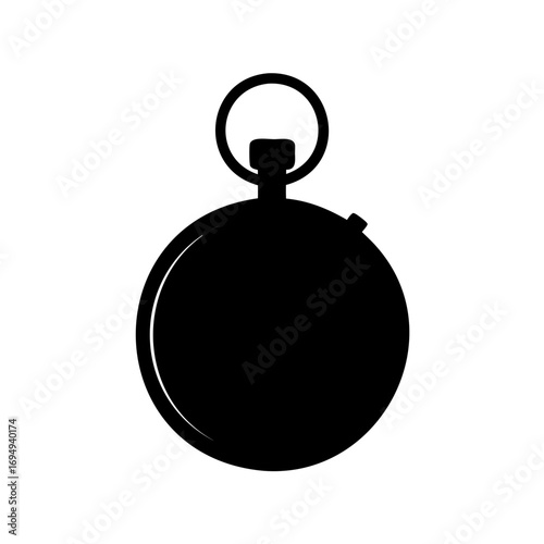 Vintage Pocket Watch Silhouette with Ring and Button Classic Timepiece Design