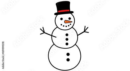 Cheerful snowman with hat and carrot nose for winter celebrations