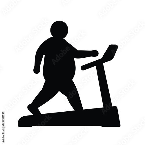 Silhouette of a person using a treadmill for weight loss and exercise