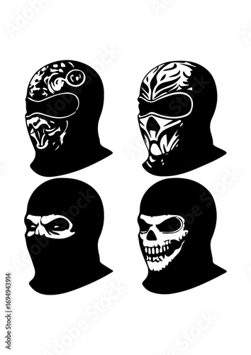 Set of Decorative and Skull Pattern Balaclavas – Mask Silhouettes