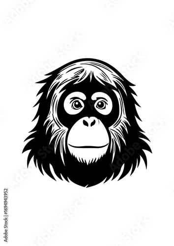 Silhouette of Orangutan Face 