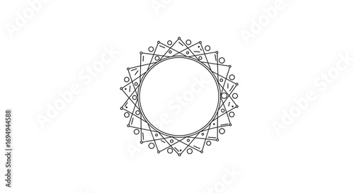 Geometric mandala art with circular pattern design in minimal linear style
